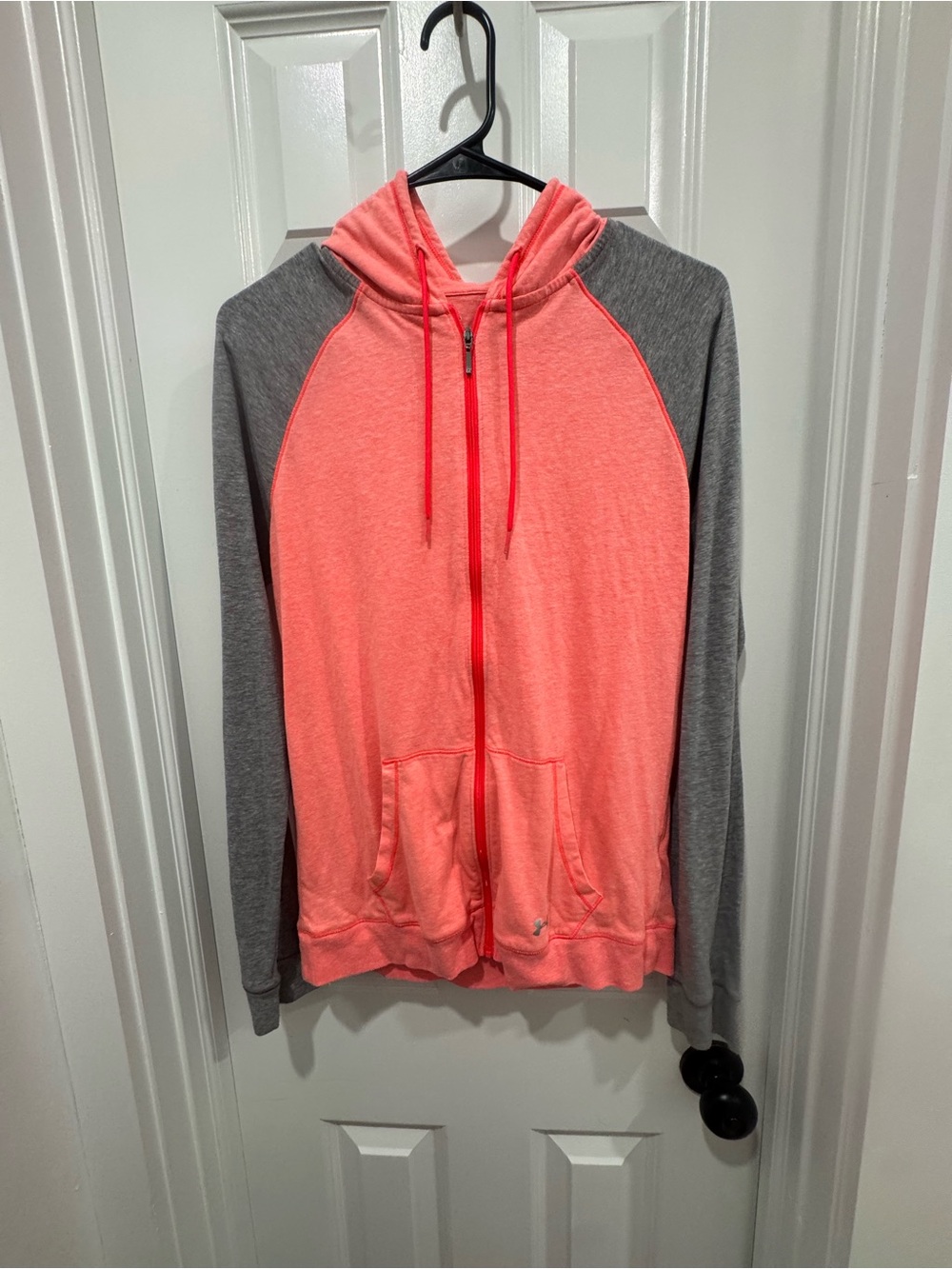 Under ArmoieeCoral Pink & Gray Zip-Up Hoodie Jacket